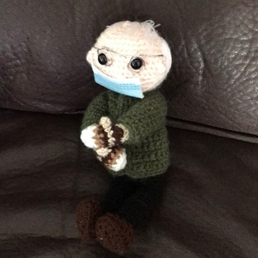Hand Crochet Berni Sanders doll. Handmade.